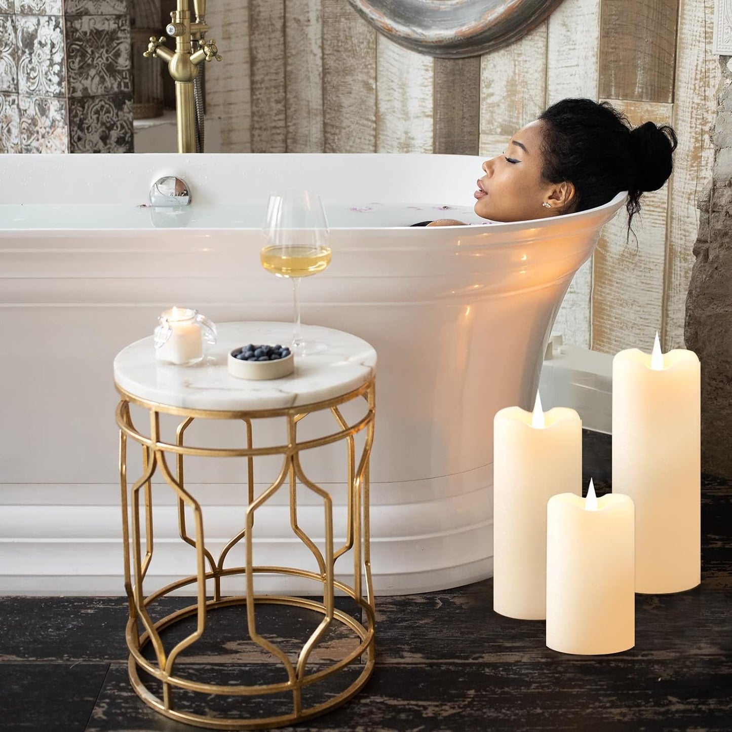 TECHLONG Flameless Candles with Remote Timer, 3D Moving Flickering Flame Battery Operated Candles Lasting 1000+ Hours, 3" x 5" Ivory Real Wax Electric LED Pillar Candles, Set of 2