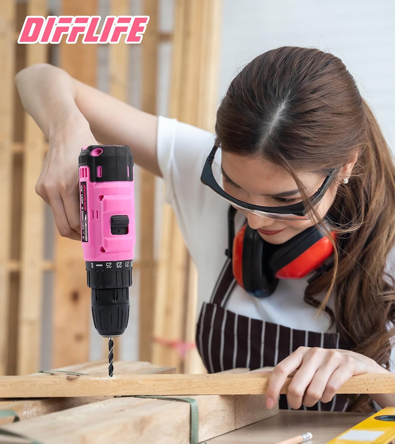 Pink Tool Set for Women, 126-Piece Lady's Power Screwdriver Cordless Rechargeable Set Home Repairing Tool Set with 13-Inch Wide Mouth Open Storage 126PCS 3.6V Electric Screwdriver Tool Bag