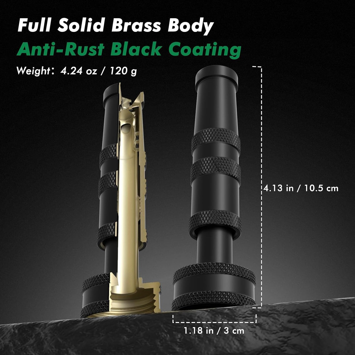 RESTMO Metal Water Hose Nozzle, Heavy Duty Brass Nozzle | High Pressure, Garden Hose Sprayer, For Outdoor