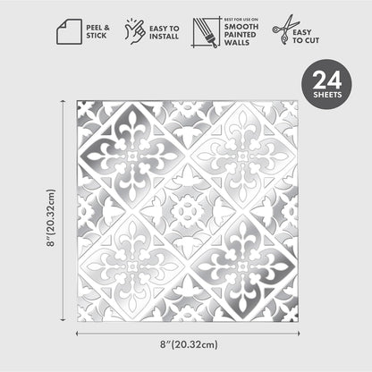 Main Street – 24-Pack of 8 x8 Peel and Stick Backsplash Wallpaper Tiles – Removable Self Adhesive Wall Tile for Kitchen, Renter-Friendly for Your Home and DIY Projects (Patina Copper)
