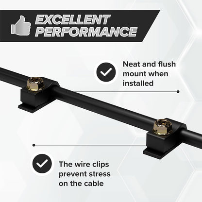 THE CIMPLE CO Single Cable Clips with Screws - 1/4 Inch Coaxial Cable Clamps Outdoor - Exterior Cord Management for Coax, CAT Ethernet, Electrical Wire - Screw Clamps for Wires - 100 PCS, Black