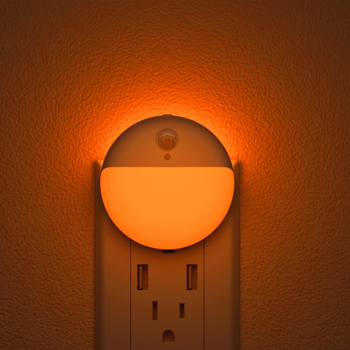 YUNLEX 2 Pack Plug in Night Light with Motion Sensor and Dusk to Dawn Sensor, Stepless Dimming, Warm White LED Nightlight with 3 Lighting Ways for Bathroom, Bedroom, Kitchen, for Kids, Adults