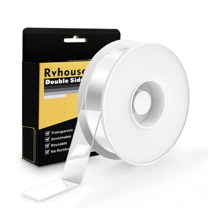 Heavy Duty Double Sided Tape, 1.18 x 80 in, Clear, 1 Pack | Removable washable nano gel holds 6 lbs per 4 sq in; protective case for carpet, posters, pictures, home office and RV