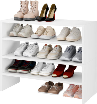 Whitmor Wood Stackable 2-Shelf Shoe Rack, White, 24 inches
