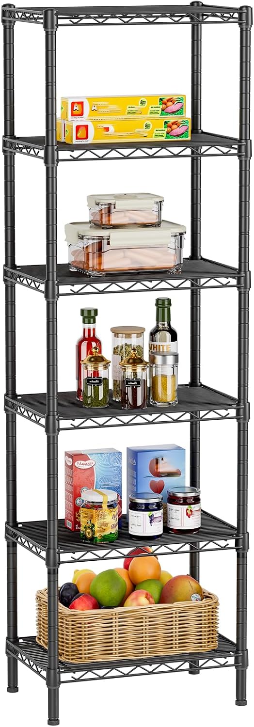 Golpart 4 Tier Adjustable Storage Shelves Metal Utility Shelf Wire Shelving Unit Organizer Rack for Home Kitchen Office Bathroom Pantry Room 12" D x 18" W x 44" H