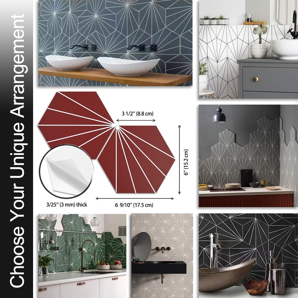 AULIGET 6" x 12" Black Slate Peel and Stick Backsplash Wall Tiles, PVC Faux Stone Stick on Tiles for Backsplash Kitchen, Bathroom, Laundry Room, Camper, Fireplace (Pack of 20)