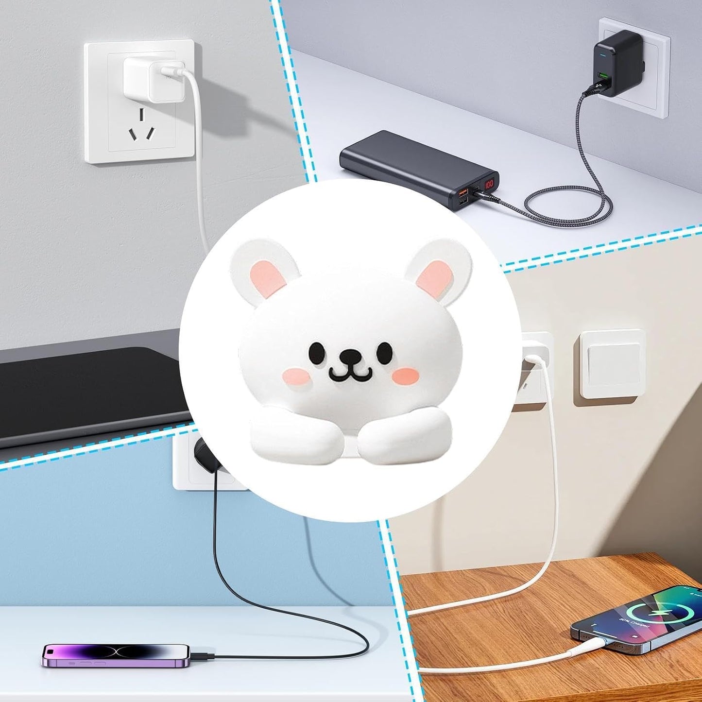 Silicone Cable Organizer Capybara Adhesive Clip | Fit Diameter Under 6mm Cable No-Drill Silicone Cord Organizer for USB Extension, Appliance, Computer, Phone, Wall, Home,