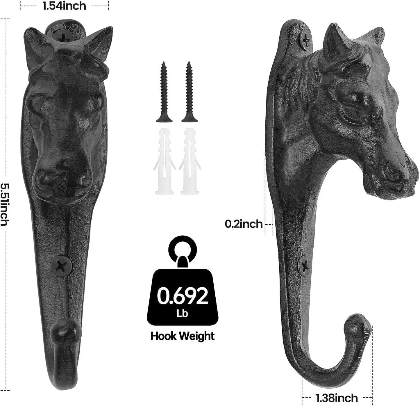 Coat Hooks Wall Mounted, Rustic Bat Key Hook Holder, Heavy Duty Decorative Black Wall Hooks for Mudroom, Towels, Hat Rack, Purse Hooks, Cast Iron Decorative ‎Antique Black Hooks