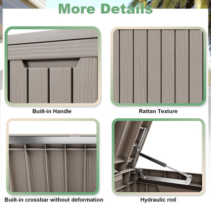 DRATO 180 Gallon Outdoor Storage Box, Large Waterproof Deck Box, Lockable Resin Storage Container with Reinforced Support for Patio Cushions, Garden Tools, UV-Resistant Outdoor Chest（Black，180 Gallon）