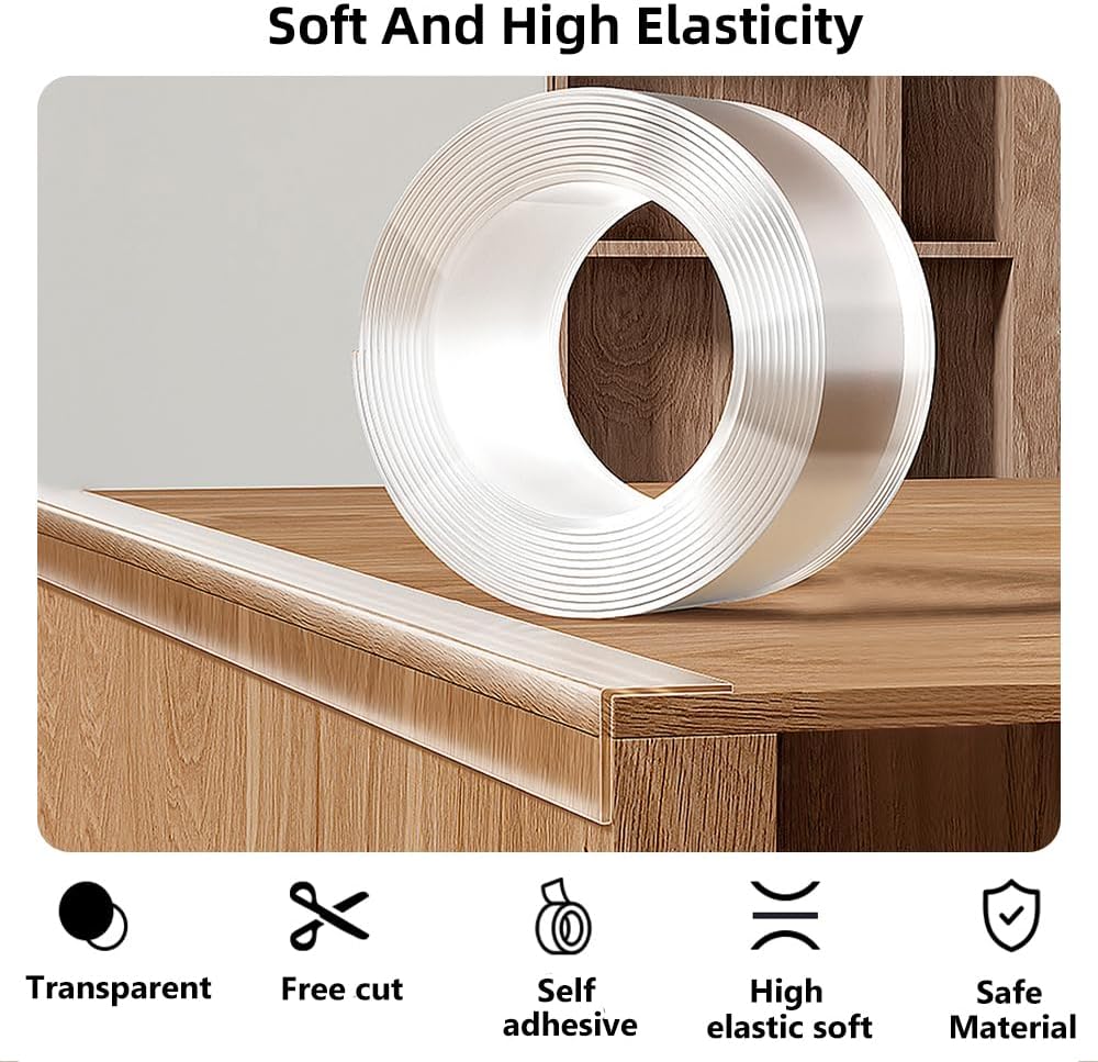 Baby Proofing Edge Protector for Kid Clear Edge Protector Strip Safety Corner Guards Child Proof Corner Bumper for Furniture 1.2in x 9.84ft