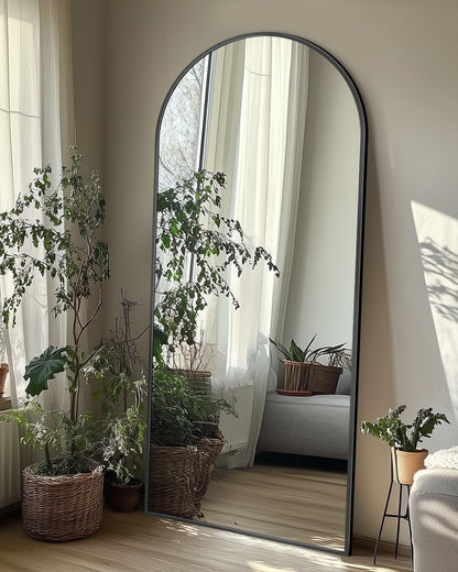 Full Length Mirror with Stand, 71"x28" Arched Full Body Large Stand Up Aluminum Frame Floor Standing Mirror, Freestanding Hanging Leaning Mounted for Bedroom Living Room Entryway Gold