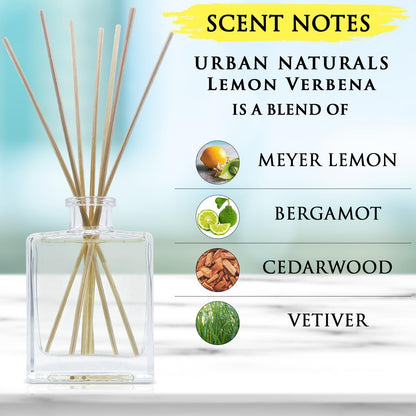 Urban Naturals Smoked Vanilla Reed Diffuser Set with Vanilla Bean, Sandalwood & Leather – 5 Ounce Sleek Black Rectangular Refillable Glass Bottle – Made in the USA