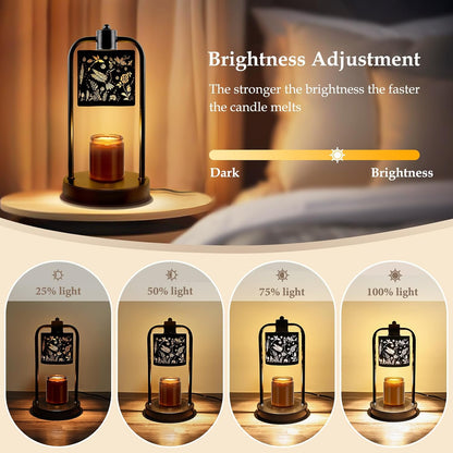 Candle Warmer Lamp Electric with Timer: Wax Melts Warmer - Dimmable Candle Wax Warmer Electric Candle Warmer with Replacement Bulbs, Bedroom Home Decor Compatible with Various Candles-Linen