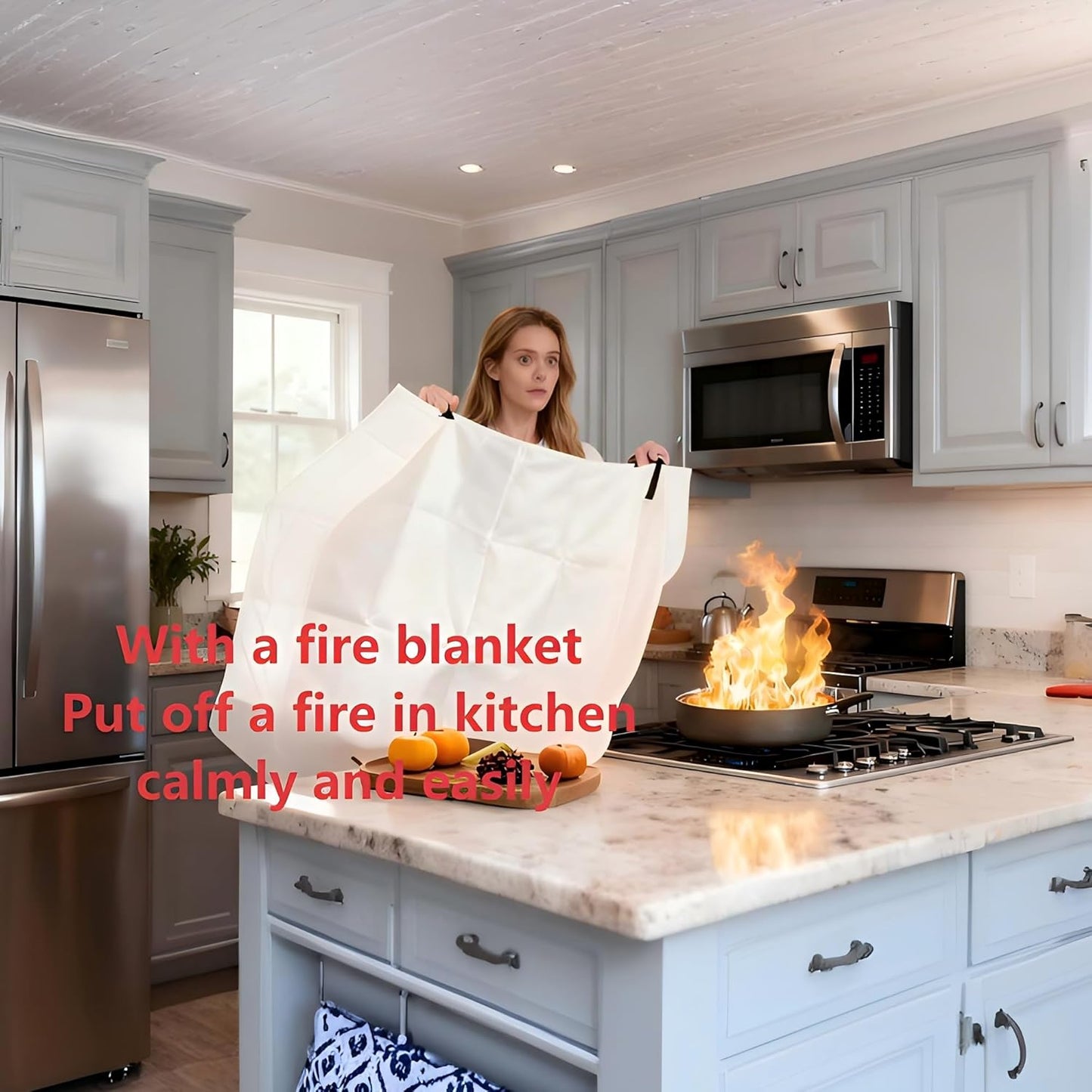 ASTM & CE Certified Fire Blanket - 39"x39" Fiberglass Emergency Blanket for Kitchen, Grill & Car | 1-Pack
