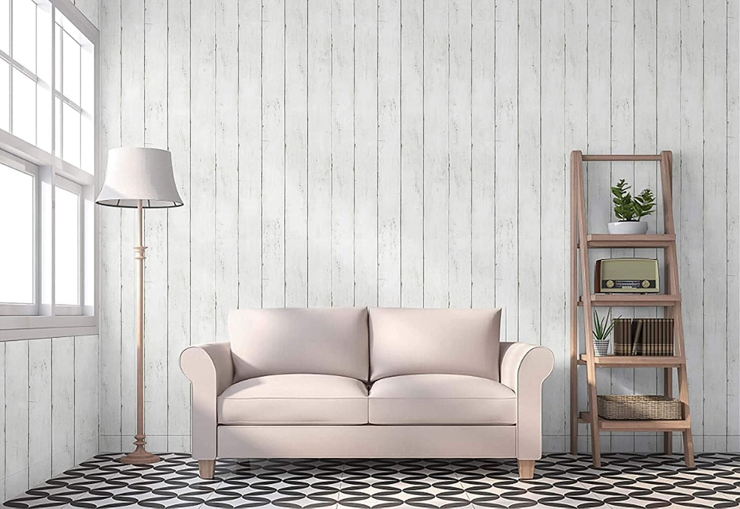 CiCiwind Peel and Stick Wallpaper Wood Contact Paper White Shiplap Wall Paper Peel and Stick Modern Rustic Wood Removable Waterproof Self Adhesive Wallpapers for Cabinets Bedroom Bathroom 78.7"x17.7"