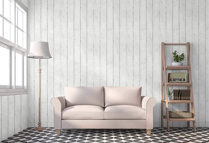 CiCiwind Peel and Stick Wallpaper Wood Contact Paper White Shiplap Wall Paper Peel and Stick Modern Rustic Wood Removable Waterproof Self Adhesive Wallpapers for Cabinets Bedroom Bathroom 78.7"x17.7"
