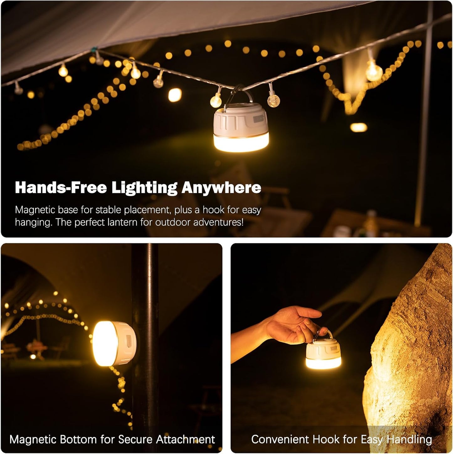 Yonktoo Camping Lantern Rechargeable, 300H Runtime, 6400mAh, IPX5 Waterproof Tent Light for Camping, Hiking, Power Outages, Home, Emergency - Standard Edition,Orange