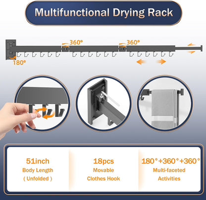 ZdwCyl Wall Mounted Drying Rack,32 inches,Foldbale, Clothes Drying Rack,Laundry Drying Rack Wall Mount,Drying Rack Clothing Space Saver,Retractable,Collapsible,Folding Laundry Rack,White