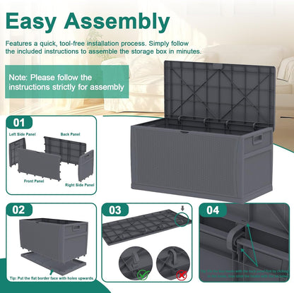 EHHLY Outdoor Storage Box Large-120 Gallon Deck Box with Hydraulic Pistons&Lockable Secure, Waterproof Resin Package Delivery Box for Outside Porch, Curbside, Patio, Home