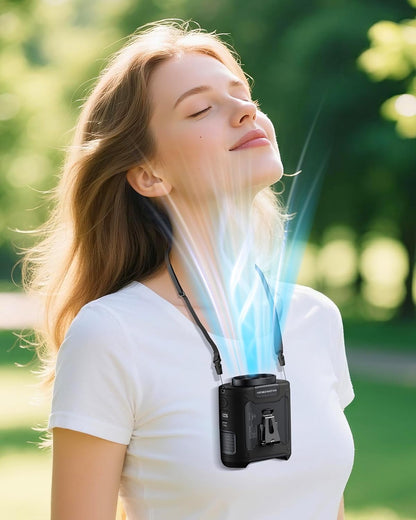 Portable Waist Fan 10000mAh Clip on Fan Belt Personal Fan with Rechargeable Battery operated, Flashlight & 5 Speeds Neck Hands-Free 40H Cooling for Summer/Outdoor/Camping/Travel（Grey）