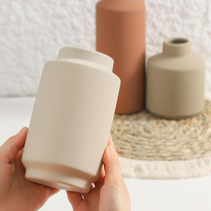 Ceramic Vase Set of 3, Modern Decorative Vases for Home Decor, Small Flower Pottery Vase Sets, Boho Farmhouse Rustic Vases for Living Room, Kitchen, Bedroom, Bathroom, Shelf, Table