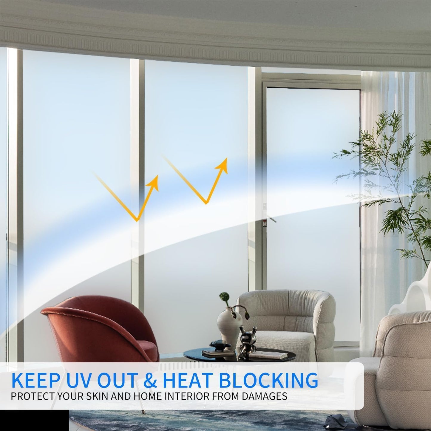 Frosted Window Film, Removable Glass Door Privacy Film, Suitable for Bathrooms, Offices, Static Cling Decorative Film, Reusable Window Stickers (Pure, 17.5X78.7 Inch)