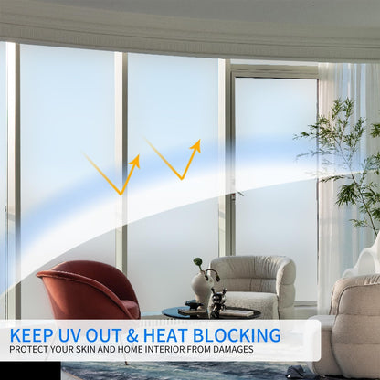 Frosted Window Film, Removable Glass Door Privacy Film, Suitable for Bathrooms, Offices, Static Cling Decorative Film, Reusable Window Stickers (Pure, 17.5X78.7 Inch)