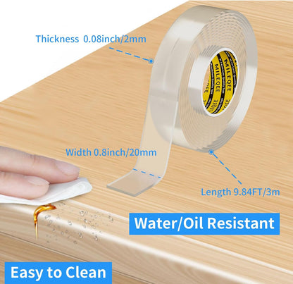2Pack Clear Edge Protector Strip, 0.8in x 9.84FT(19.68FT Total), Sharp Edge Wrap Cover Tape, Self Adhesive Protective Bumper Guards for Cabinet Door Desk Glass Table Furniture, Kitchen Countertop