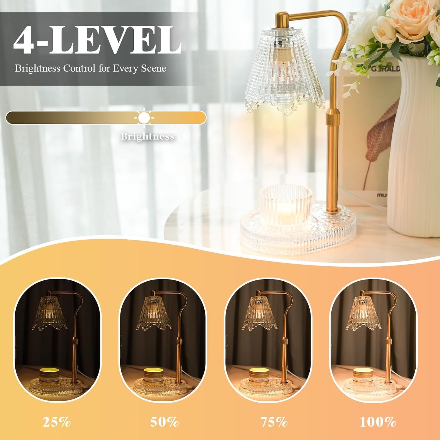 Candle Warmer Lamp with Timer & Dimmable 4-Level Brightness - Adjustable Height,for New Home Bedroom, Gifts for Women(Blue)