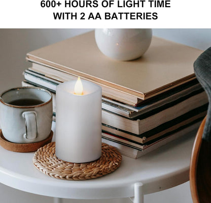 3x4 Flickering Flameless Candles Set of 3,Real Wax Pillar LED Candles,with Timer,4 inch Flameless Candles with Remote,for Party Wedding Holiday Home Decor,Ivory