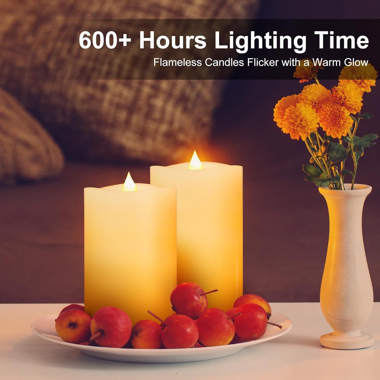 3x4 Flickering Flameless Candles Set of 3,Real Wax Pillar LED Candles,with Timer,4 inch Flameless Candles with Remote,for Party Wedding Holiday Home Decor,Ivory