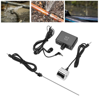 Water Leakage Detection, Underground Water Pipe Leak Detector Monitor with Dual Probe and Headphone Sound Adjustable Intensifier for Construction Site Pipeline Detection (US Plug)