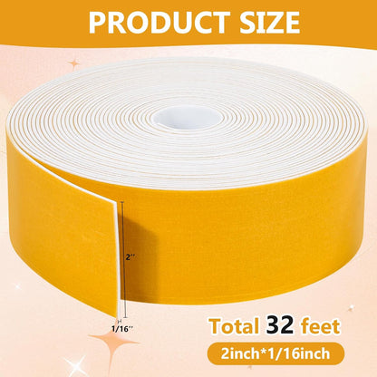 16Feet Weather Stripping Seal (1/2 Inch X 1/4 Inch) for Door Window, High Density Foam Tape, Soundproofing, Insulation Strip, Door Sealers for Door Frame- White
