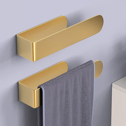 HUFEEOH 2 Pack Adhesive Hand Towel Holder, Kitchen Towel Rack Towel Bars Wall Mounted, Stainless Steel Bath Towel Hanger for Bathroom Hotel Kitchen (White, 8 Inch(2PC))