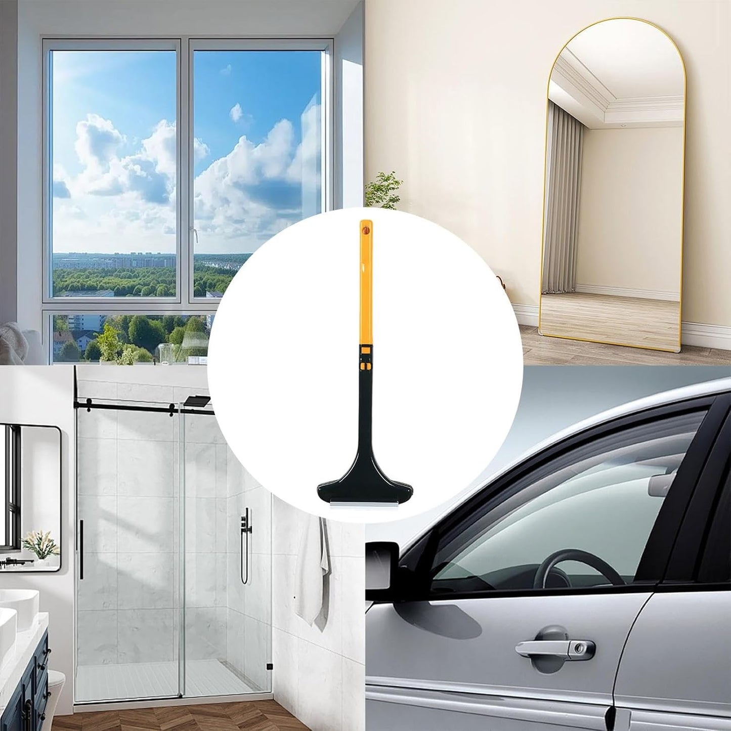 Window Screen Cleaning Brush, 2 in 1 Mesh Cleaner Brush, Window Screen Cleaner Tool with Squeegee, Multifunctional Screen Brush, Double Sided Wet & Dry Dual Use (White)