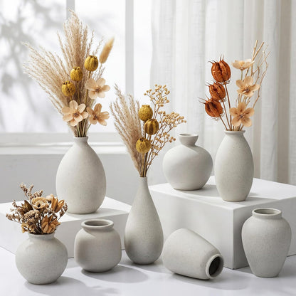 8 Pcs Bud Vases Small Ceramic Vase Modern Farmhouse Home Decor Mini Ceramic Decor for Dining Tables Living Rooms Shelves Bookshelves (Classic)