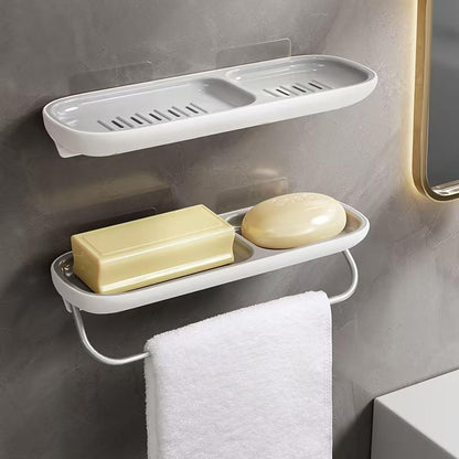 Soap Holder Dish Shower, Bar Soap Holder with Drainage, Self Draining Soap Holder, Wall Mounted Soap Box Tray Container for Bathroom, Bathtub Kitchen Sink (1PC White)