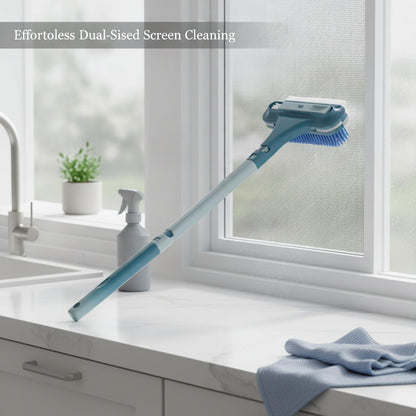 Sturdy PP Plastic Double-Sided Window Screen Brush, 13-Inch Squeegee Tool for Efficient In-Place Mesh Cleaning