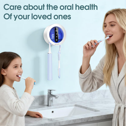 Upgraded Toothbrush Holder with UV & Heated Drying, Smart Tooth brush Holder for Bathroom Accessories, Wall Mounted Toothbrush Organizer Fits Manual and Electric Toothbrushes for Home & Travel