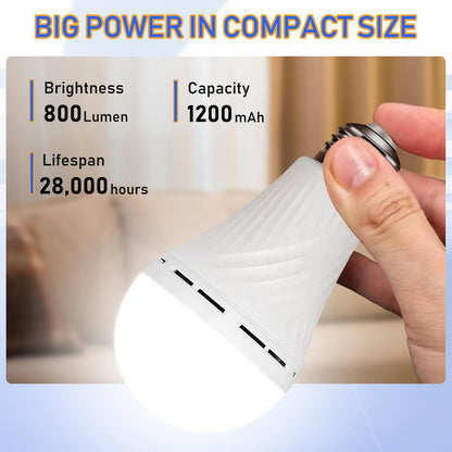 Neporal LITE Emergency Rechargeable Light Bulbs A19, Light Up to 48 hrs, Battery Operated Light Bulb, 5000K E26 LED Bulb, Emergency Lights for Home Power Failure