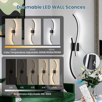 CANEOE Battery Operated Wall Sconce Set of 2, 18000mAh Gold Rechargeable Wall Lights with Remote Control,3000K-6000K Dimmable LED Wireless Wall Light for Living Room Bedroom Hallway,39.3 Inch (Gold)