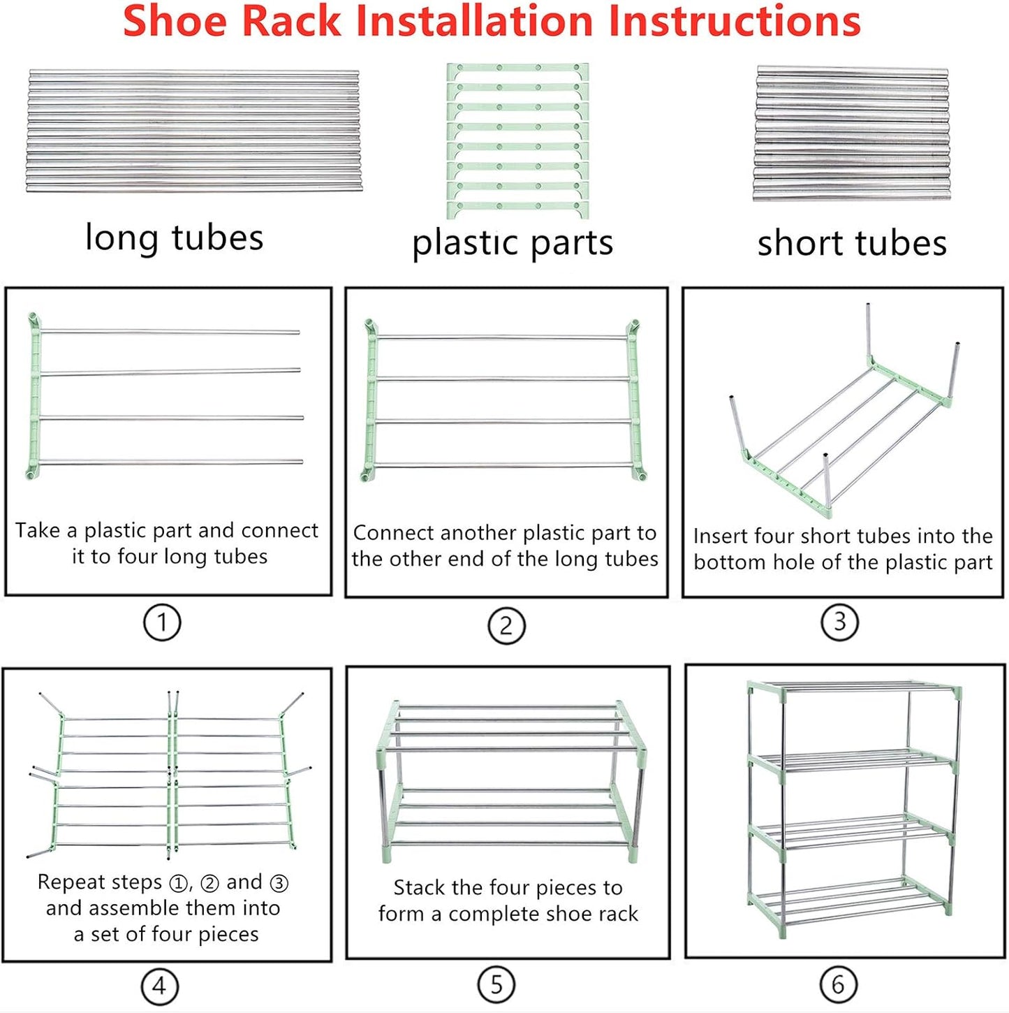 3-Tier Stackable Small Shoe Rack, Lightweight Shoe Shelf Storage Organizer for Entryway, Hallway and Closet(Black)