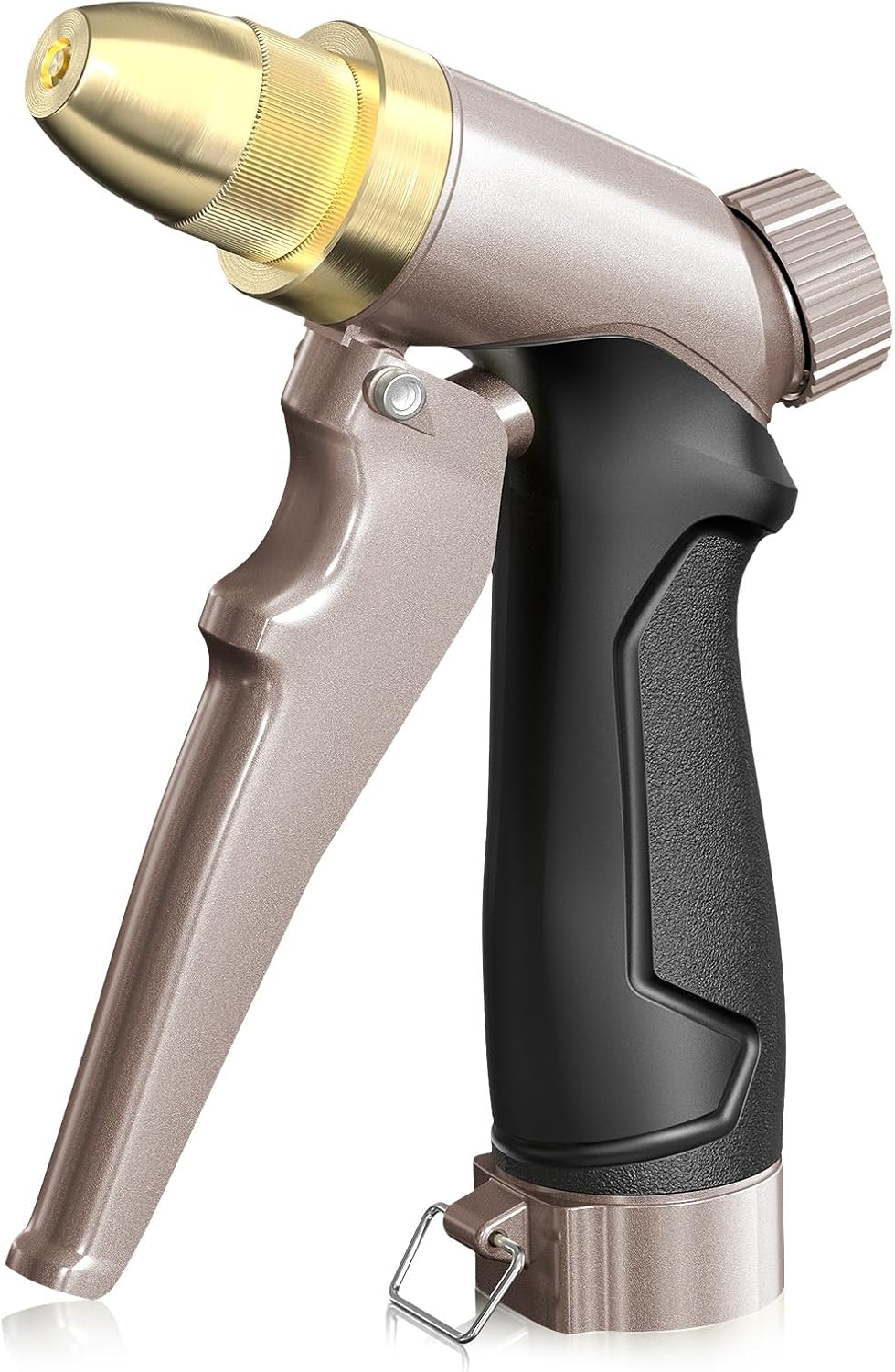 RAINPOINT Garden Hose Nozzle, 100% Heavy Duty Metal Hose Sprayer, High Pressure Water Hose Nozzle with Adjustable Spray Patterns and Flow Control for Watering Plants, Car Washing, Pet Washing, Gold