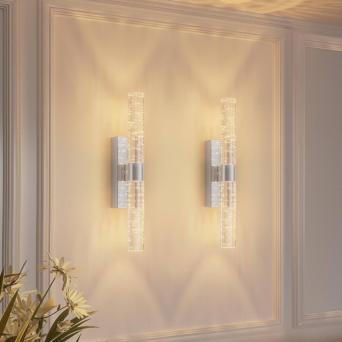 camuucci Battery Operated Wall Sconces Set of 2 Rechargeable Battery Powered Wall Light with 12000mAh Not Hardwired Dimmable Wall Lamp Fixtures for Bedroom Living Room Gold 15.3 Inches