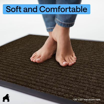 GORILLA GRIP Waterproof Traffic Guard Door Mat, Heavy Duty Entryway Mats, Strong Backing Commercial Utility Rugs for Office Hallway, Garage Floor and Home, Low Profile Carpet Runner, 29x17, Black