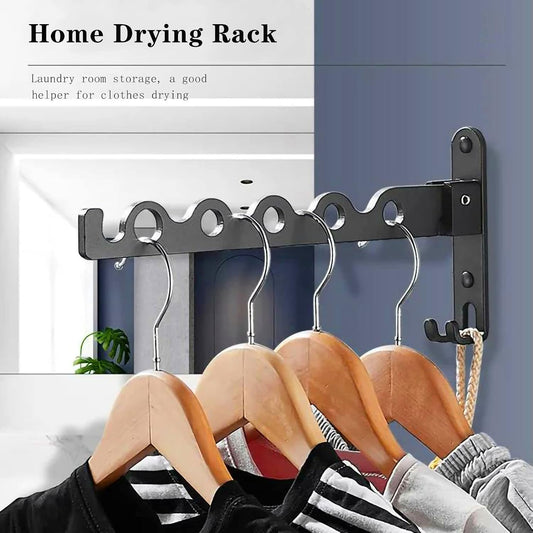 Clothes Drying Rack Wall Mounted Drying Racks for Laundry Room Organization and Storage Clothes Rack，Aluminum Dryer Rack with Two Drying Rods for Hanging Wet and Dry Clothes