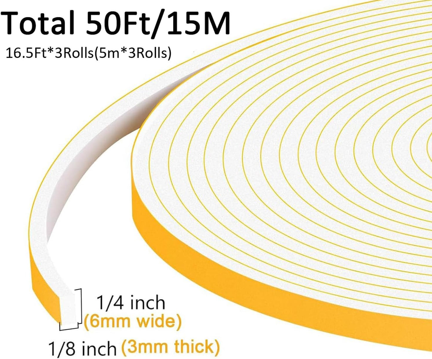 Upgraded Strong Adhesive Foam Weather Stripping Door Seal Insulation Tape for Insulating Door,Window, Air Conditioner Noise-Reduction Self Adhesive Sealing Weatherstrip (1 in x 1/2 in x 10 Ft) - Colors B
