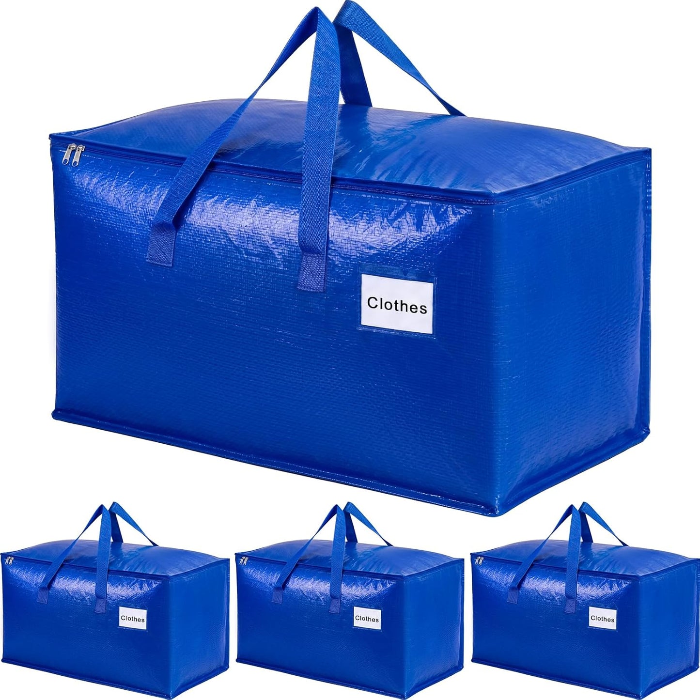 KYODOLED 10-Pack Clear Moving Bags Heavy Duty Extra Large, Storage Totes with Reinforced Handles, Zippers & Label Pocket, Transparent Packing Containers for College Dorm, Clothes, Bedding, Toys