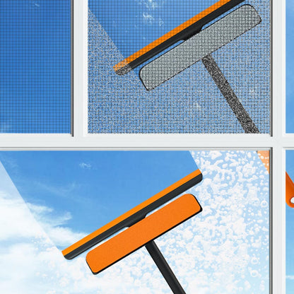 Window Screen Cleaning Brush and Squeegee Kit 34x27.4cm Double-Sided Invisible Glass Scraper Multipurpose Screen Cleaner Tool for Household Window Washing