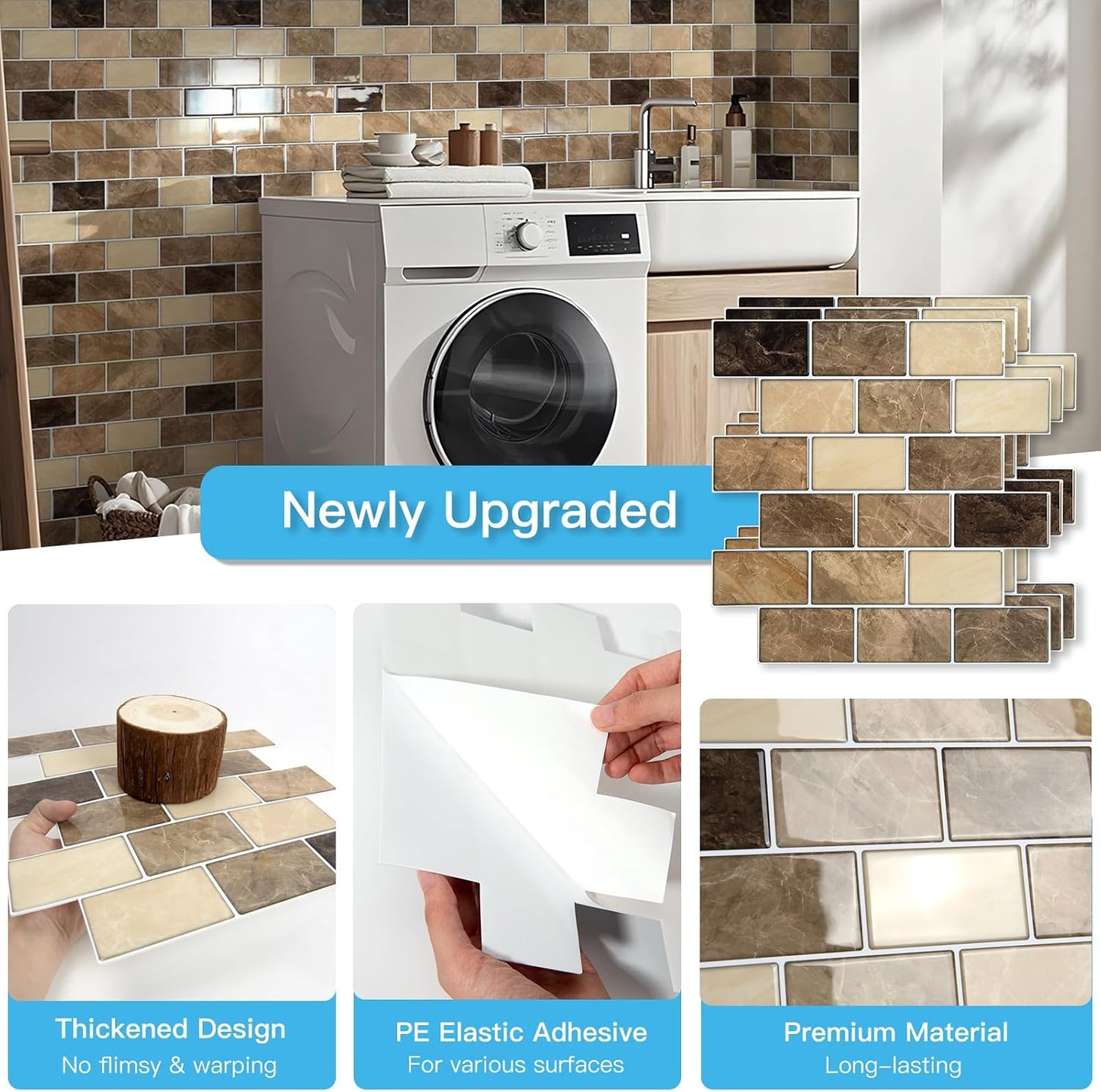 Art3d Peel and Stick Backsplash for Kitchen White Subway (10 Tiles, Thicker Design)